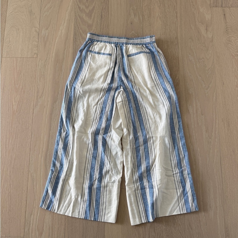 Banana Republic Linen Blend Striped Wide-Leg Cropped Pants Size S - Picture 2 of 5